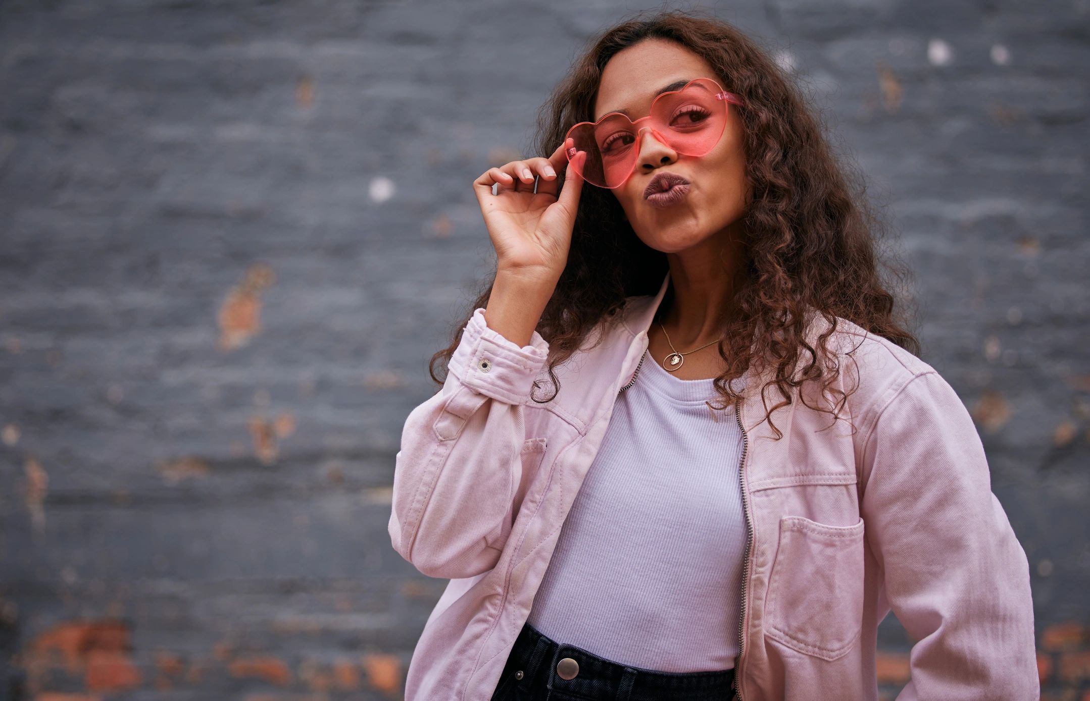 Woman wearing sunglasses outside