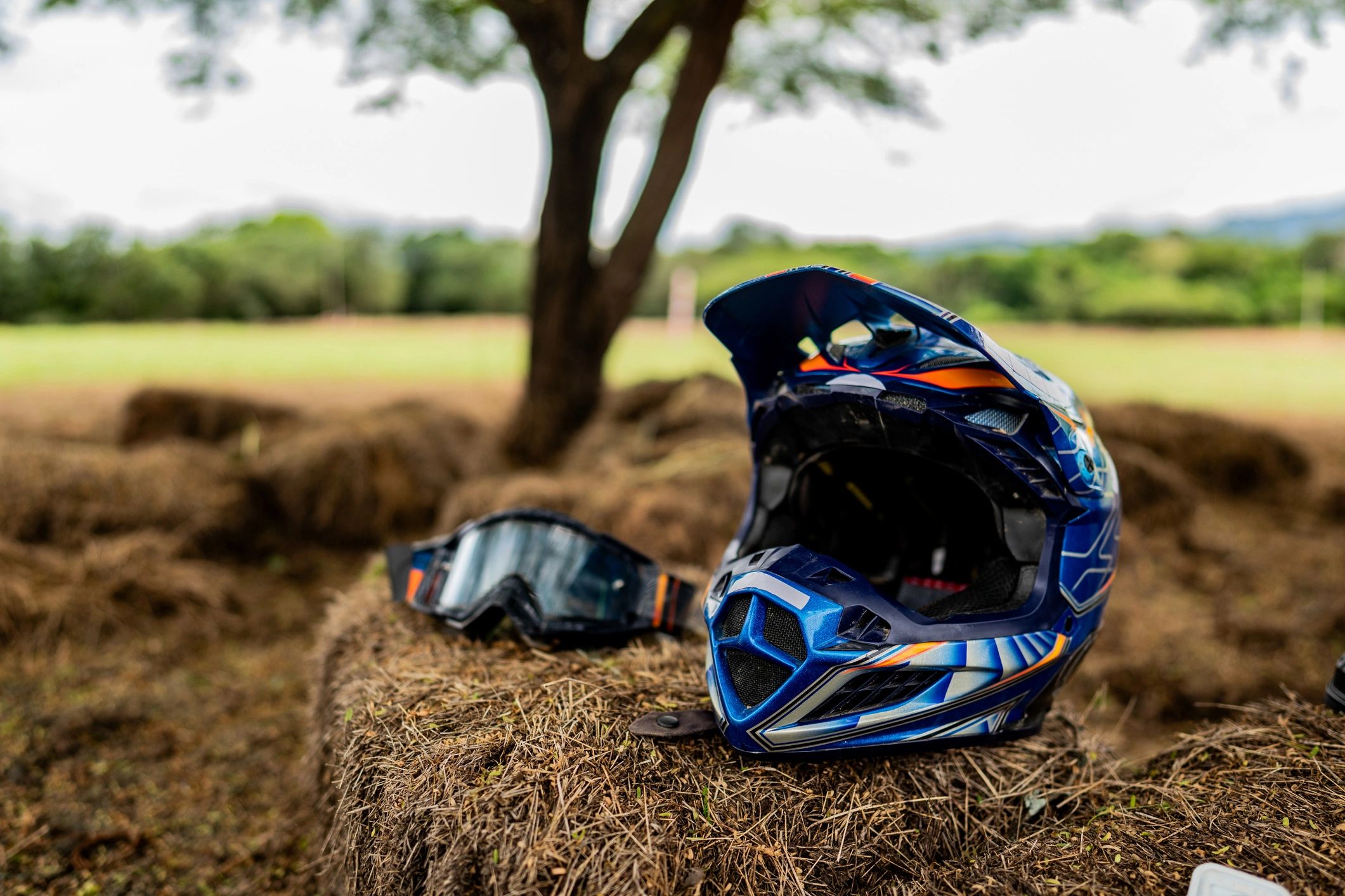 Close-up of a helmet and goggles showing protective details